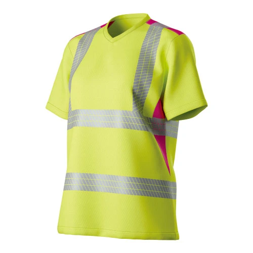 HI-VIS de malha feminina com decote em V insere S T-SHIRT