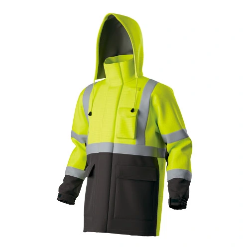 Jaqueta com capuz resistente à chama à prova d'água de algodão HI-VIS dois tons