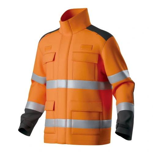 Jaqueta resistente à chama de dois tons multi-bolsos HI-VIS